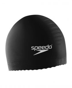Speedo Solid Color Latex Swim Cap in Black