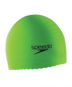 Speedo Solid Color Latex Swim Cap in Neon Green