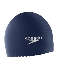 Speedo Solid Color Latex Swim Cap in Navy Blue