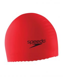 Speedo Solid Color Latex Swim Cap in Red