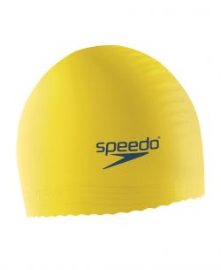 Speedo Solid Color Latex Swim Cap in Yellow